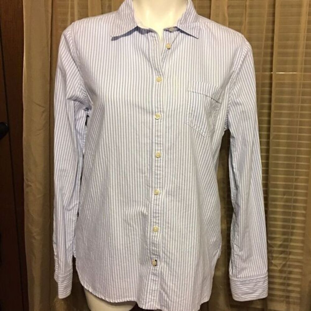 Stylus‎ Blue White Striped Button Up Shirt Size Large